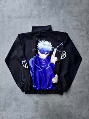 Nemere Fermuarlı Dijital Baskılı Rüzgarlık - Siyah