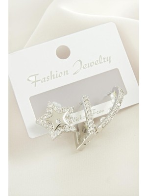 3 Adet Yıldız Inci Zirkon Taşlı Küpe Nemere