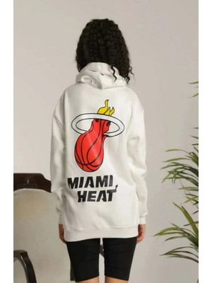 Nemere Kapşonlu Baskılı Sweetshirt - Beyaz