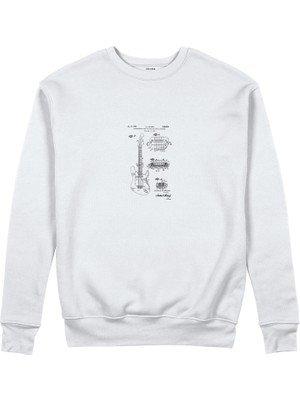 The Lucid Lab Fender Stratocaster Gitar Sweatshirt - Beyaz