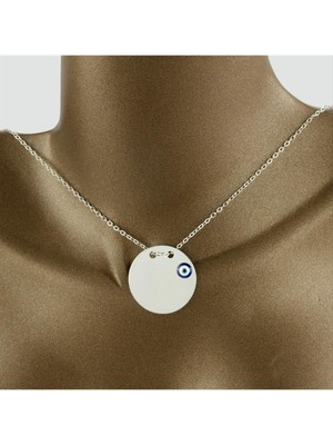 Yuvarlak Isim Yazılabilir Boş Plaka Kolye Nemere