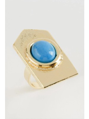 Üçgen Turkuaz Taşlı Yüzük Nemere