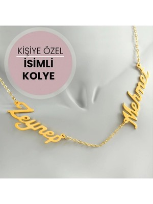 Kişiye Özel Çift Isim Yazılı Kolye Nemere