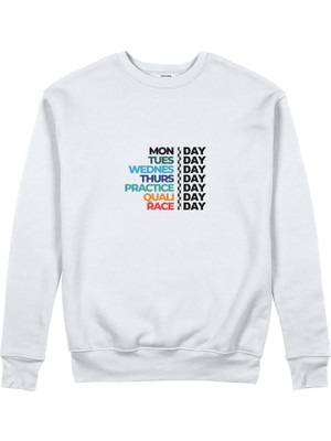 The Lucid Lab Formula 1 / Week Days Sweatshirt - Beyaz