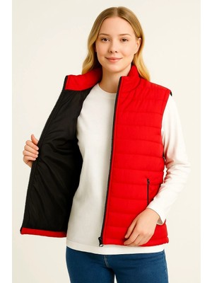 Nemere Şişme Fermuarlı Yelek Su Itici Kapitone Astarlı Kumaş Cepli Hafif Kışlık Spor Rahat Kalıp -