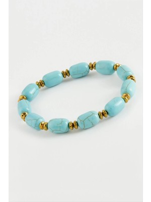 Silindir Turkuaz Doğaltaş Bileklik Nemere