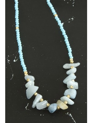 Kırık Doğaltaşlı Turkuaz Kristal Kolye Nemere