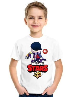 Nemere Bisiklet Yaka Kısa Kol Baskılı Çocuk T-Shirt - Beyaz