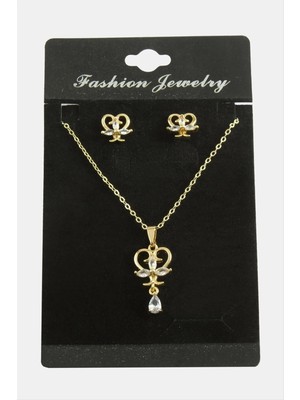 Kalp Zirkon Taşlı Set Kolye Nemere