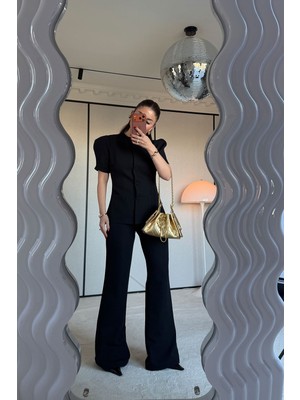 Özge Özgenç Kapak Düğmeli Torba Cepli Ceket Pantolon Takım