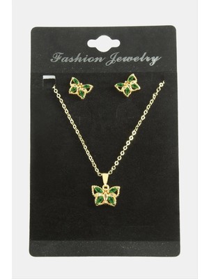 Kelebek Zirkon Taşlı Set Kolye Nemere