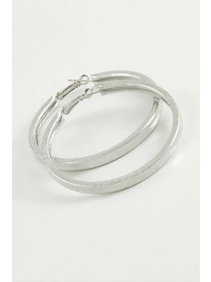 Noktalı Kare Halka Küpe 5,5 cm Nemere