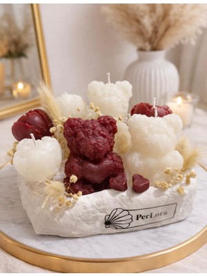 PerloraCo Çiçekveayıcıklı Mum