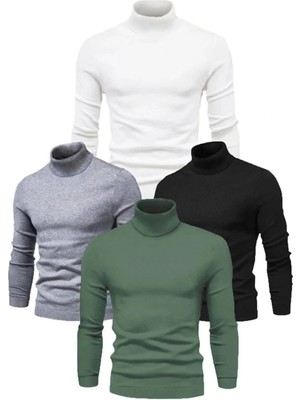 Nemere 4 Adet   Kaşkorse Boğazlı Full Likralı Fitilli Body Kazak