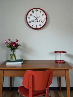 Durukar 36 cm Kırmızı Çocuk Odası Duvar Saati