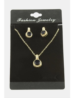 Yuvarlak Zirkon Taşlı Set Kolye Nemere