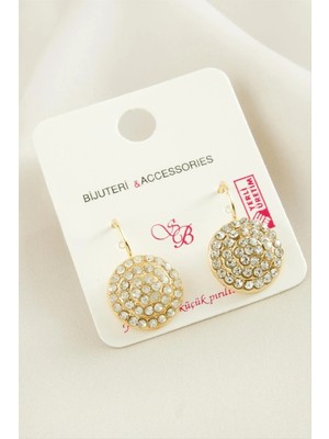 Yuvarlak Taşlı Klipsi Küpe Nemere