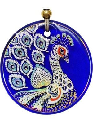 Tavus Kuşu Şekilli Yaldızlı Duvar Süsü Cam Hediyelik Dekor Nemere