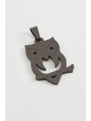 Baykuş Çelik Kolye Ucu 3 cm Nemere