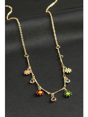 Papatya Taşlı Mineli Kolye Nemere