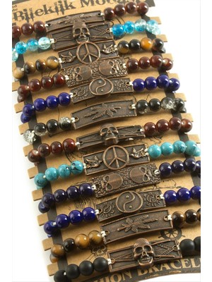 Karışık Aparatlı Cam Taş Makrome Örgü Ip Bileklik Nemere