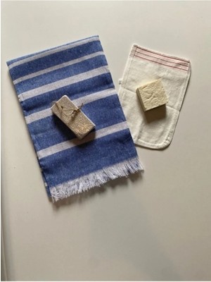 Nemere Gelin Hamamı Seti, Premium Peştemal , Ponza Topuk Taşı, Doğal Zeytinyağı Sabun, Kese 4lü Set