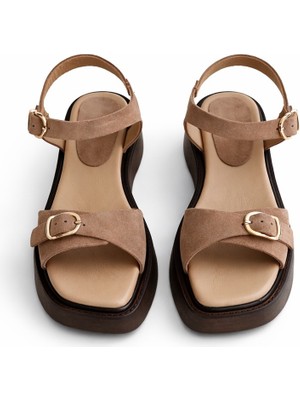 Nope21 Sante Toprak Hakiki Deri Sandalet