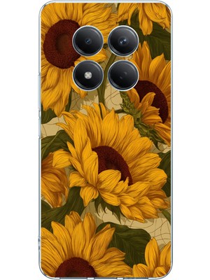 TechTree Redmi Note 15 Pro 4g Uyumlu Altın Sarısı Ayçiçeği Bahçesi Baskılı Silikon Kılıf