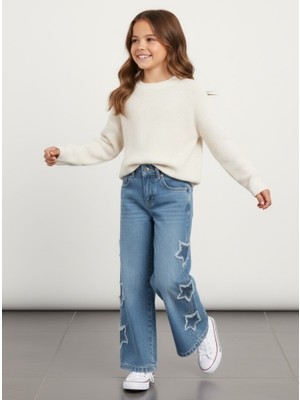 Breeze Kız Çocuk Yıldız Detaylı Kot Pantolan  21902