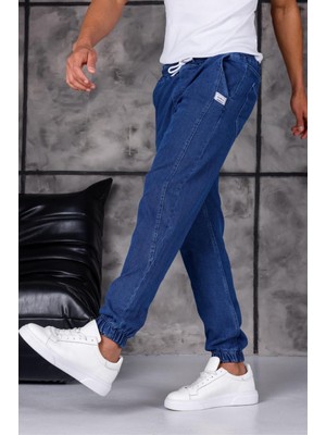 Oksit Hend 8186 Slim Fit Likralı Beli ve Paçası Lastikli Ipli Jogger Kesim Erkek Jean Pantolon