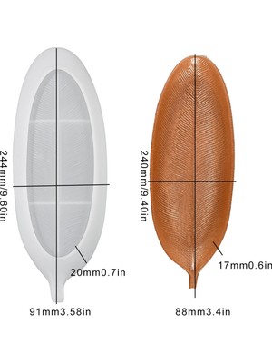 Hobiflex Silikon Kalıp Taş Tozu Ithal Dekoratif Uzun Yaprak Figür Tabak Kalıbı Epoksi Reçine HB140-0159