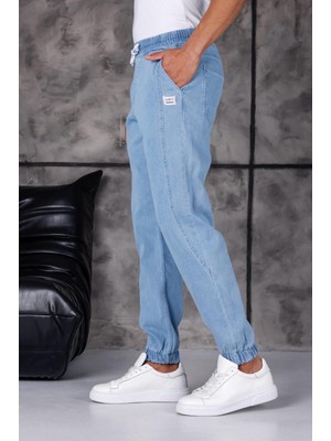 Oksit Hend 8186 Slim Fit Likralı Beli ve Paçası Lastikli Ipli Jogger Kesim Erkek Jean Pantolon
