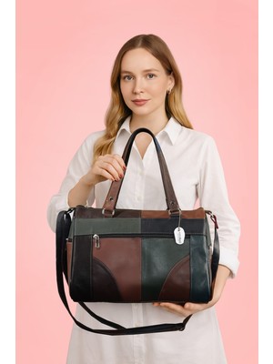 Westbag Hakiki Deri Lüks Siyah Kol Omuz Askılı Çapraz Postacı Çok Gözlü Siyah Çanta