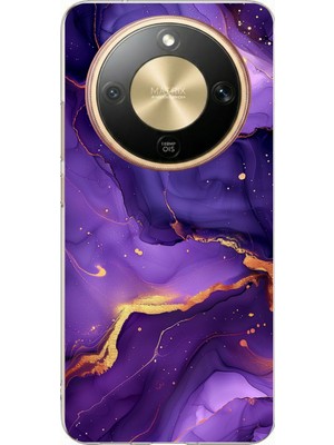 TechTree Honor Magic 8 Lite Uyumlu Ametist Taşı Mor Mermer Baskılı Silikon Kılıf