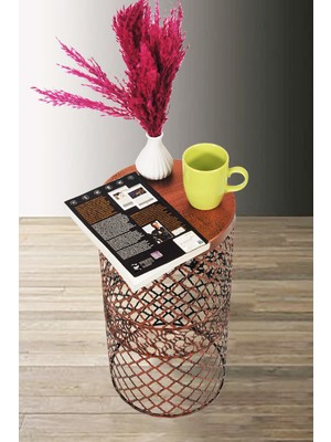 Venon Aydınlatma Metal Zigon Sehpa (250X480) Modern Tasarım Siyah Bakır Patine 48 cm Yükseklik