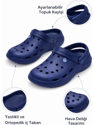 Liarca Lacivert Plaj Bahçe Günlük Çeyiz Rahat Kaymaz Taban Ortopedik Kadın Erkek Unisex Kapalı Terlik  - Kopya