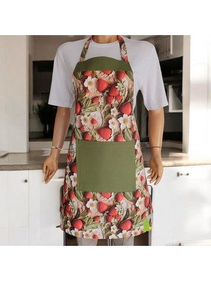 Düşler Ev Tekstili 3D Boyutlu Desenli Ayarlanabilir Duck Kumaş Su ve Leke Itici Özelliği Bulunan Cepli Şef Mutfak Önlüğü