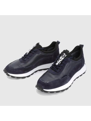 Zueofficial Hakiki Deri Lacivert Erkek Casual Ayakkabı