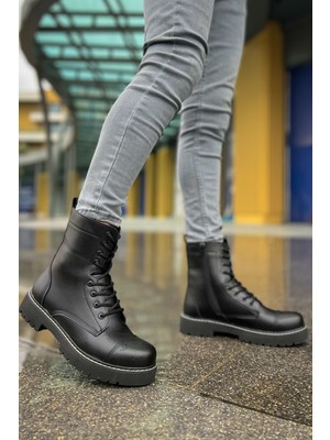 Roof Atelier Erkek Siyah Bağcıklı Kalın Taban Bot  - 009 - Fst Military