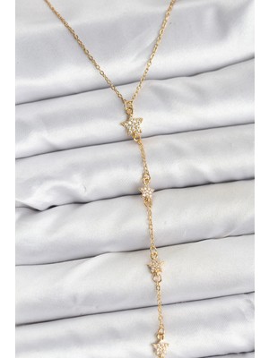 Luz&Pos 316L Çelik Zincir Gold Renkli Yıldız Model Kadın Y Kolye