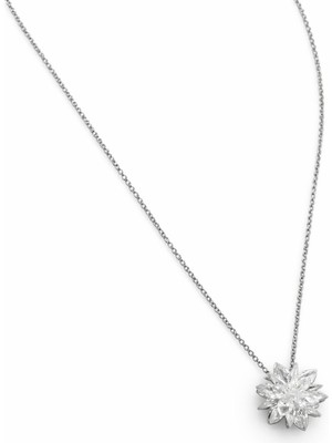 Zirkon Kar Tanesi Kolye 45 cm Silver