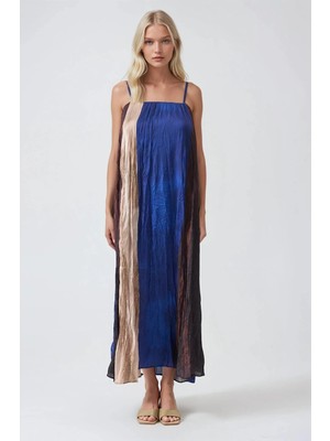 Lijuri Multi Renkli Askılı Saten Elbise 2035