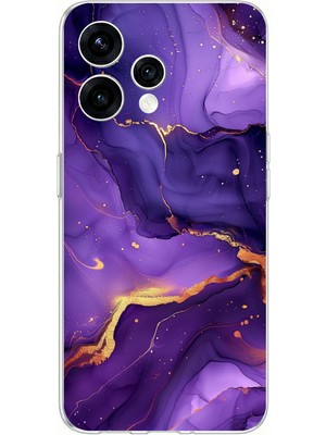 TechTree Oppo  Reno 15 - Reno 15F Uyumlu Ametist Taşı Mor Mermer Baskılı Silikon Kılıf