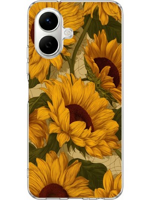TechTree Tecno Spark Go 2 Uyumlu Altın Sarısı Ayçiçeği Bahçesi Baskılı Silikon Kılıf