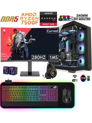 Apphirex Prime 59X Ryzen 5 7500F 16GB Ddr5 1tb M2 SSD RX9060XT 16GB 27' 280Hz Sıvı Soğutma Oyuncu Bilgisayarı