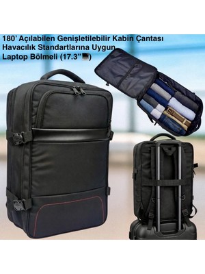 Canaris 17.3 İnç Genişletilebilir Laptop Sırt Çantası Su Geçirmez, Çok Gözlü, Kabin Boy Seyahat & İş Çantası