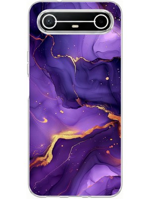 TechTree Tecno Spark Slim 5g Uyumlu Ametist Taşı Mor Mermer Baskılı Silikon Kılıf