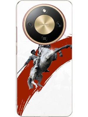 TechTree Honor Magic 8 Lite Uyumlu Şaha Kalkmış At Detaylı Atatürk  Baskılı Silikon Kılıf