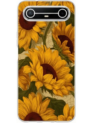TechTree Tecno Spark Slim 5g Uyumlu Altın Sarısı Ayçiçeği Bahçesi Baskılı Silikon Kılıf