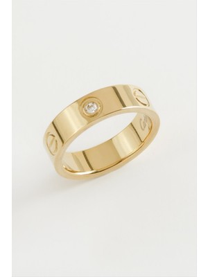 Crt Taşlı Lüks Çelik Yüzük 5 mm Nemere